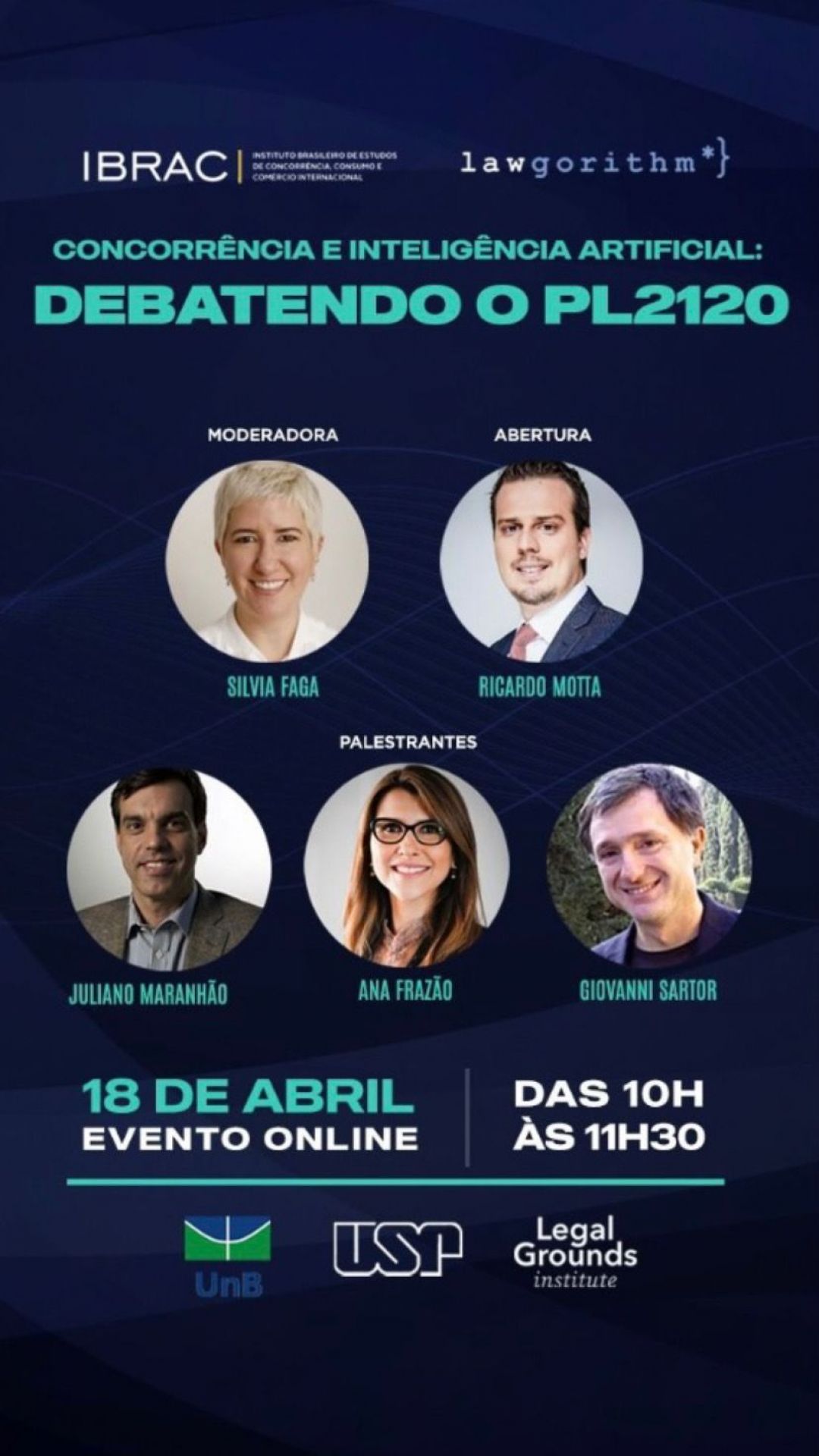 Ana Frazão participa de palestra promovida pelo IBRAC debatendo o PL2120 dia 18 de abril às 10:00 horas.