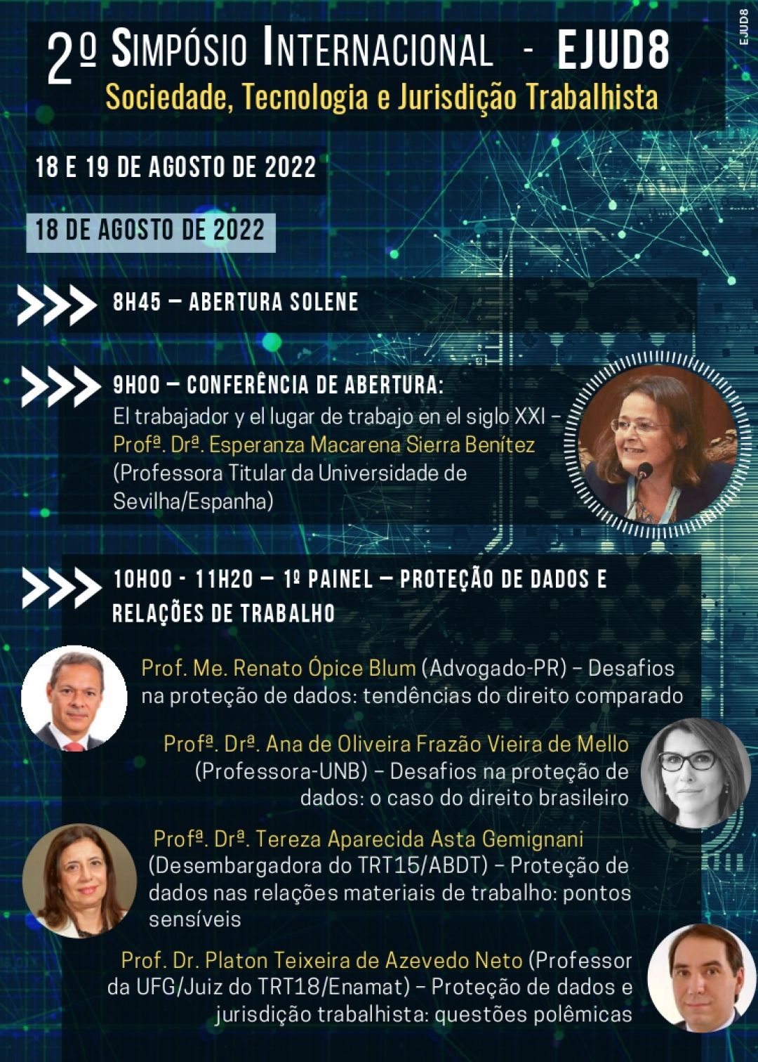 Ana Frazão participa do 2º Simpósio Internacional promovido pela Escola Judicial do TRT 8 no dia 18 de agosto às 10:00 horas.