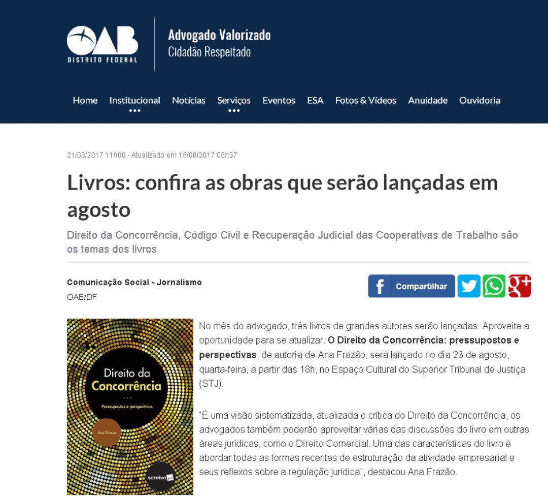 OAB – Confira as obras que serão lançadas em agosto