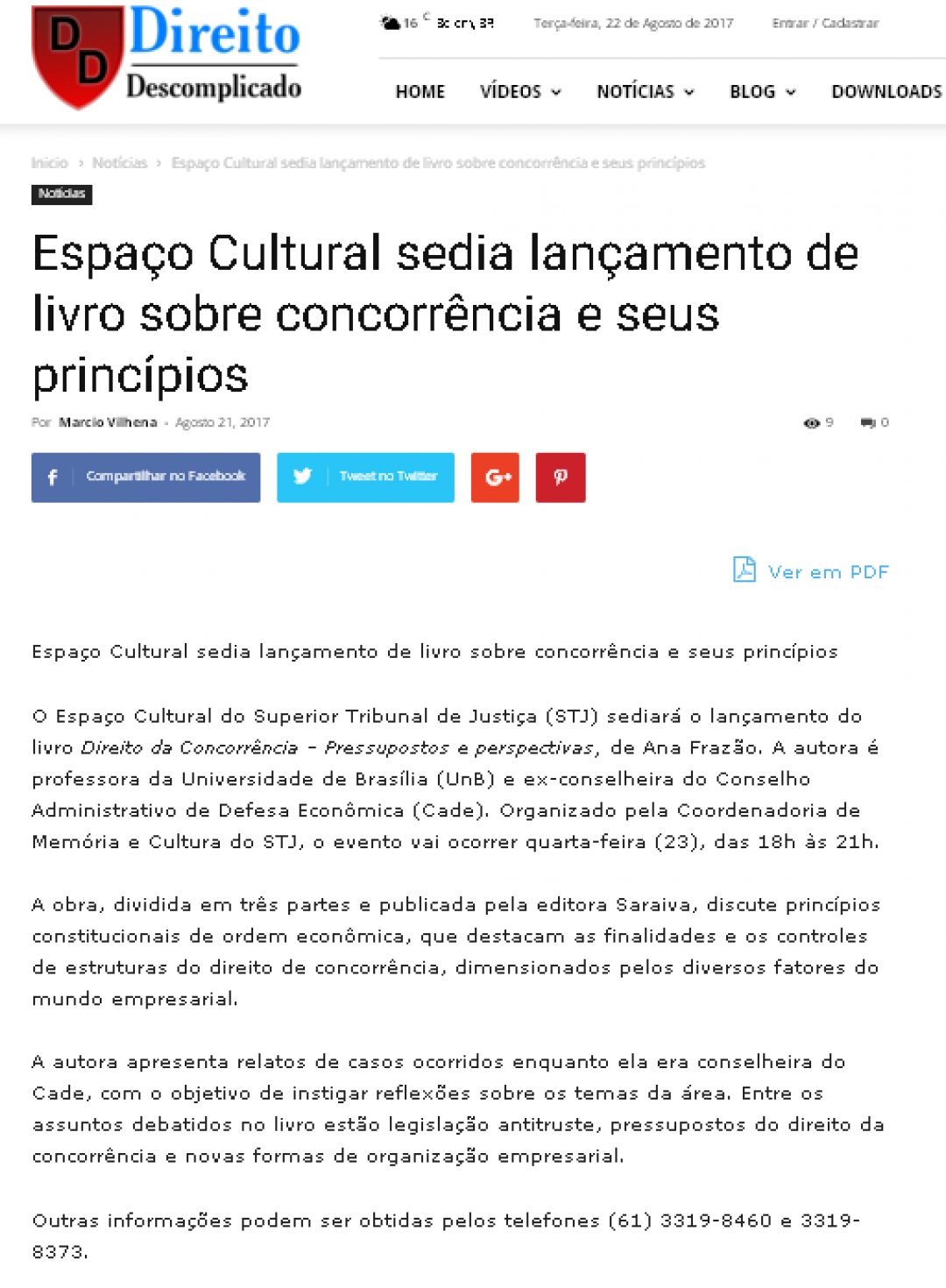 Direito Descomplicado – Espaço Cultural sedia lançamento de livro sobre concorrência e seus princípios
