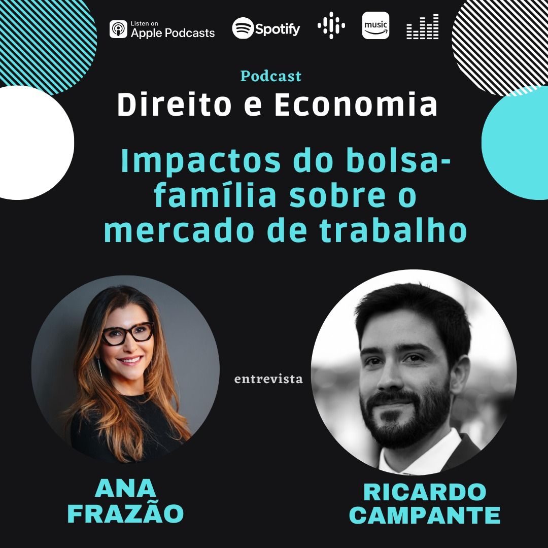 Estreia do Podcast Direito e Economia com Ana Frazão em 27 de novembro: Impactos do bolsa-família sobre o mercado de trabalho, com Ricardo Campante.