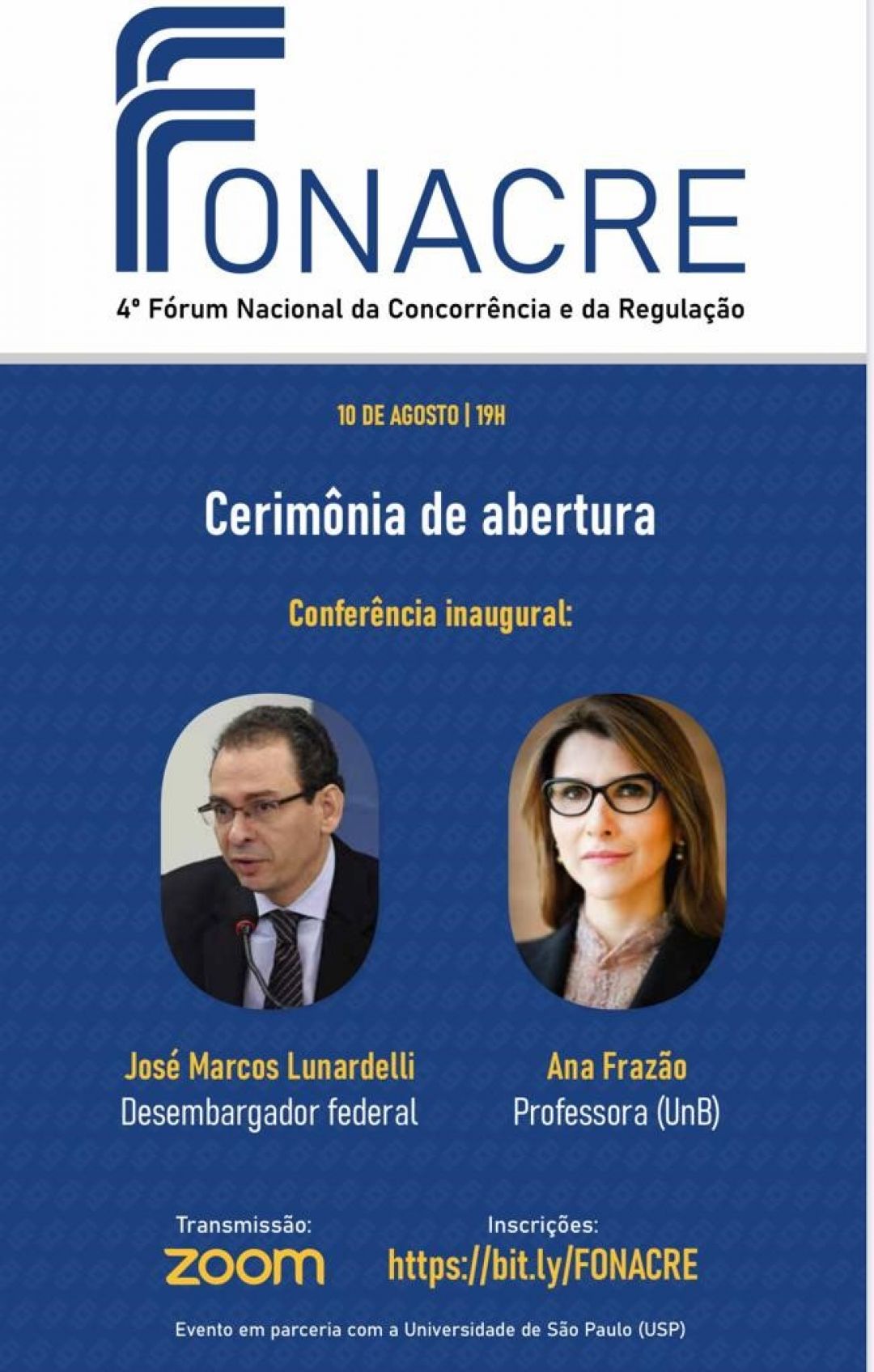 Ana Frazão participa do 4º Fórum Nacional da Concorrência e da Regulação (Fonacre).