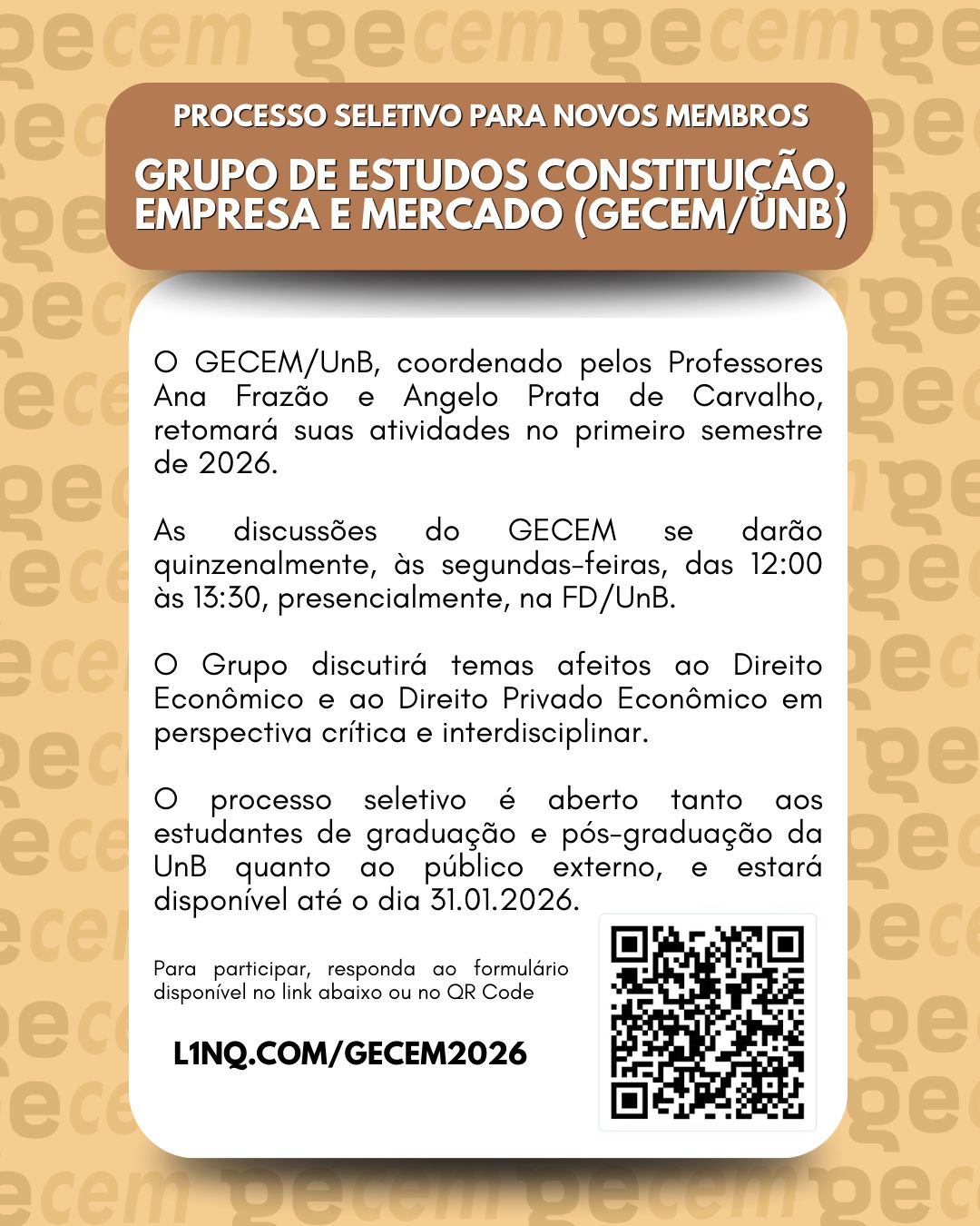 Inscrições abertas para o GECEM!!
