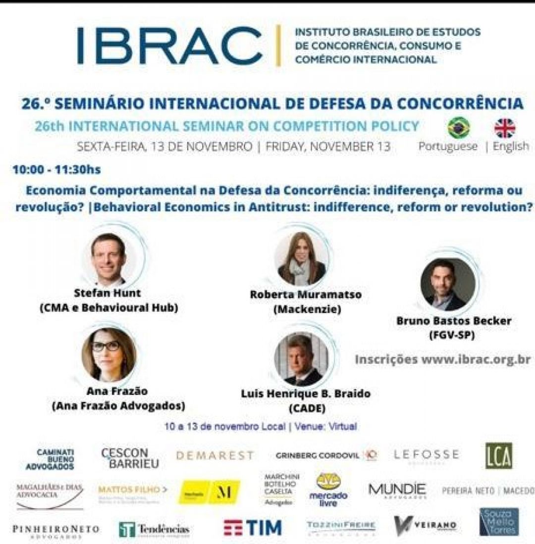 Ana Frazão participa do 26º Seminário Internacional de Defesa da Concorrência.