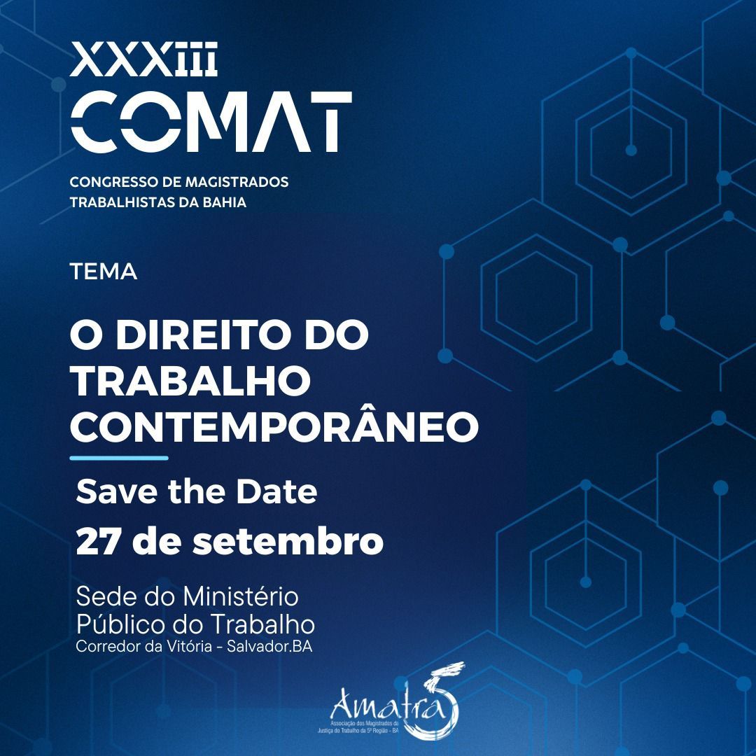 Ana Frazão participa do XXXIII Congresso de Magistrados Trabalhistas da Bahia dia 27 de setembro.