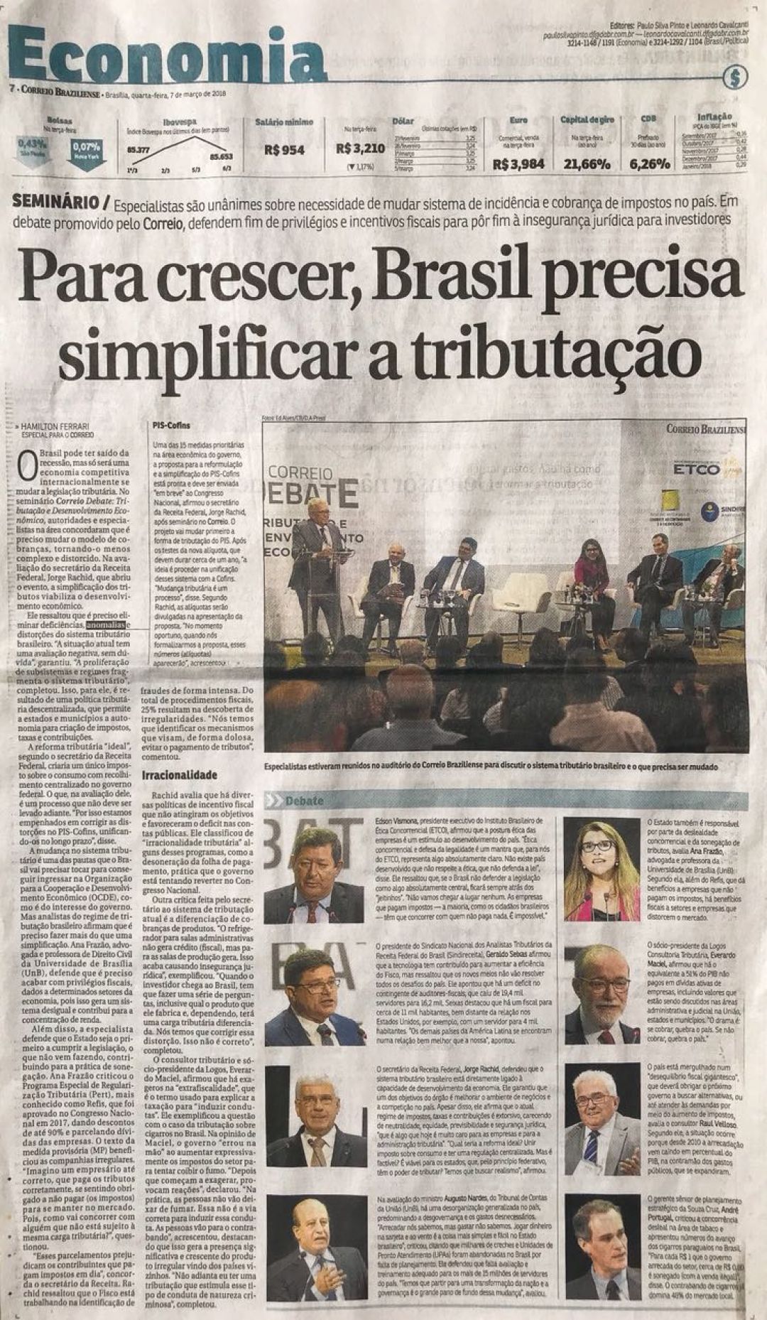 CORREIO BRAZILIENSE (07/03/2018) – Para crescer, Brasil precisa simplificar a tributação