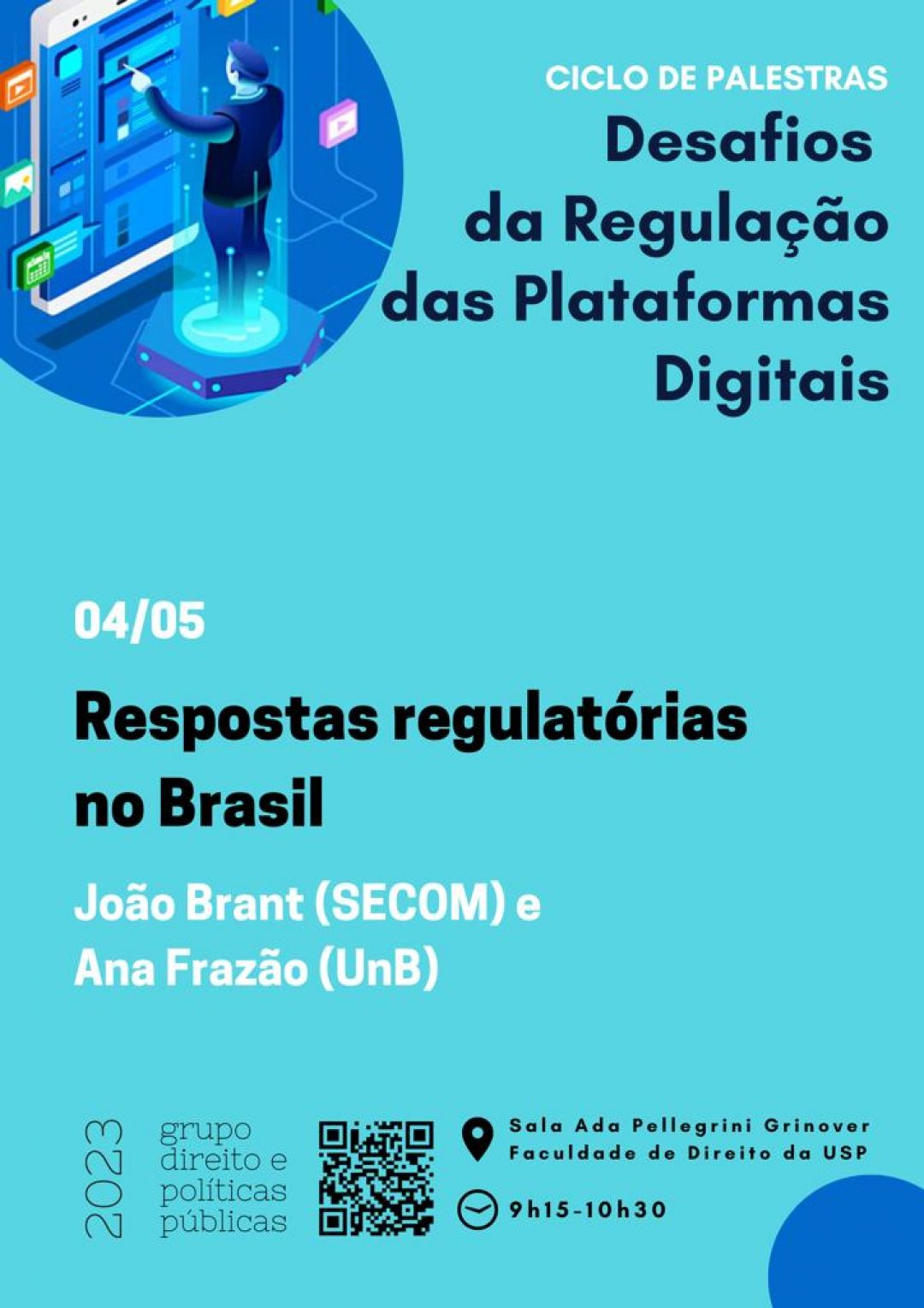 Ana Frazão participa do ciclo de palestras e discorre sobre Respostas regulatórias no Brasil dia 4 de maio às 9:15.