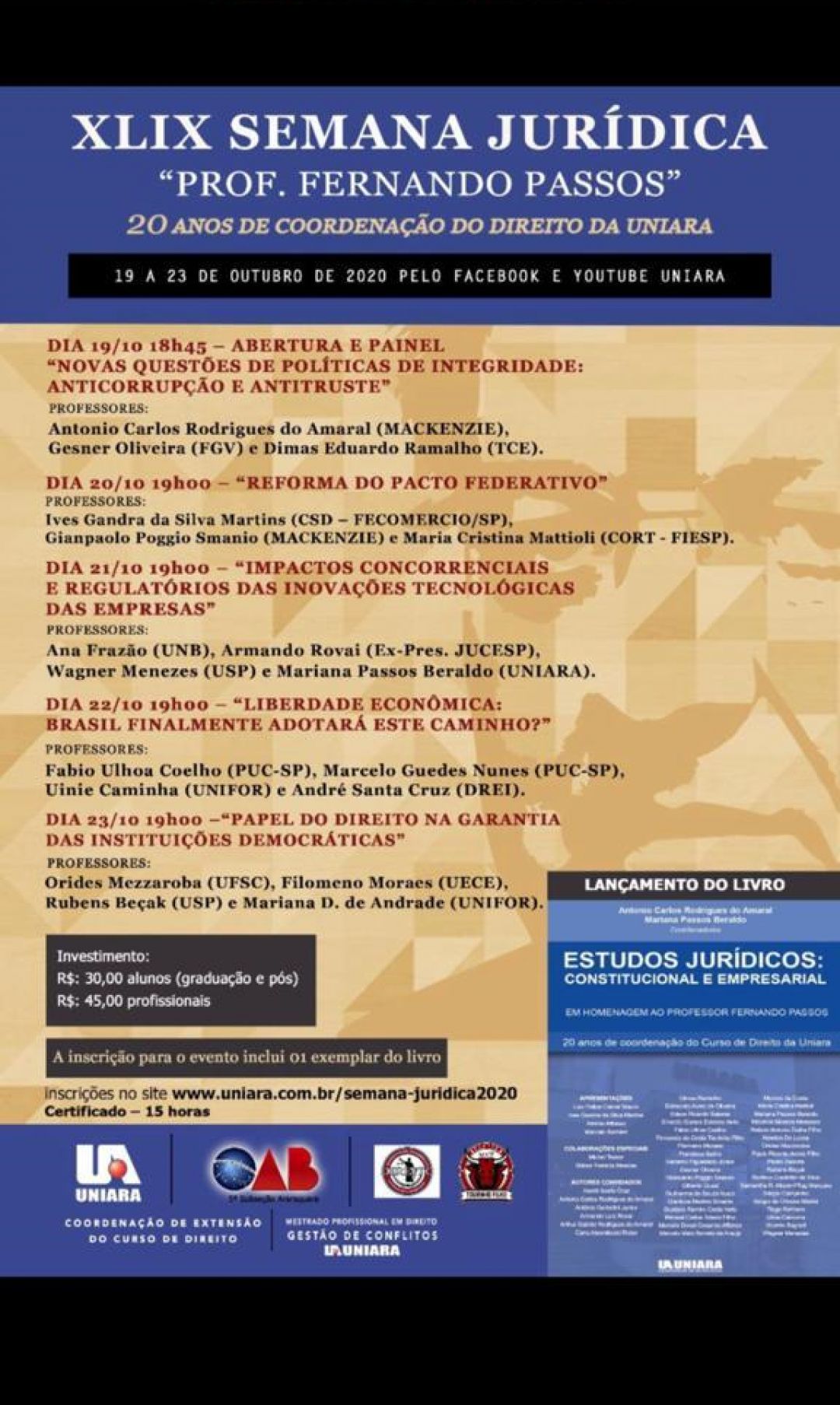 Ana Frazão participa da XLIX Semana Jurídica “Prof. Fernando Passos”.