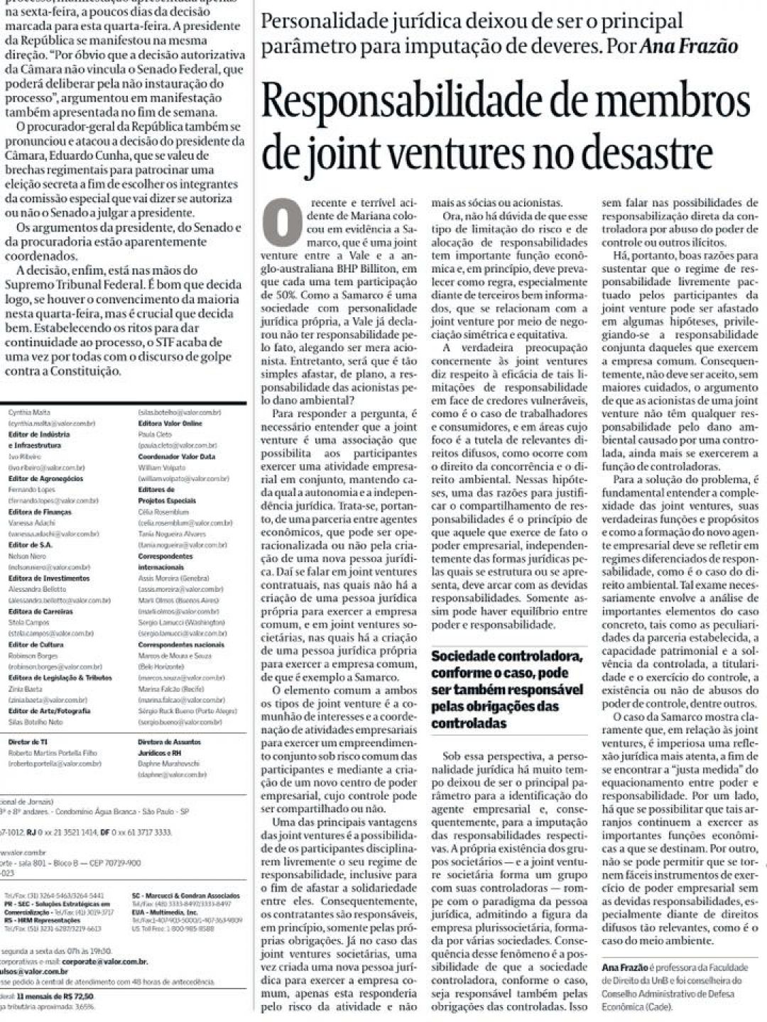 Artigo no Valor Econômico